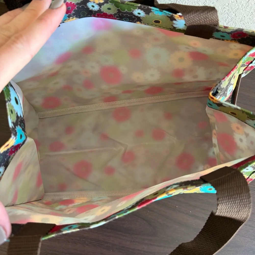 Thirty-One Floral Daisy Print Utility‎ Tote Bag Multi Color Pockets